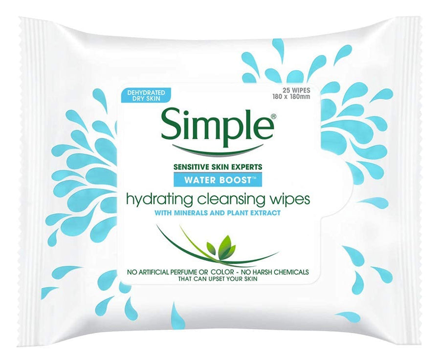 Cleansing, 25 Ounce: Simple Water Boost Hydrating, Cleansing Face Wipes, 25 wipes