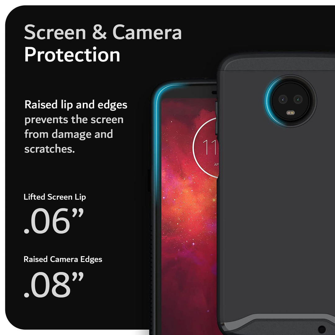 DualShield Designed for Moto Z3 Phone Case/Moto Z3 Play Case, [Merge] Shockproof Heavy Duty Military Grade Dual Layer Hard Slim Protective Case Cover - Matte Black