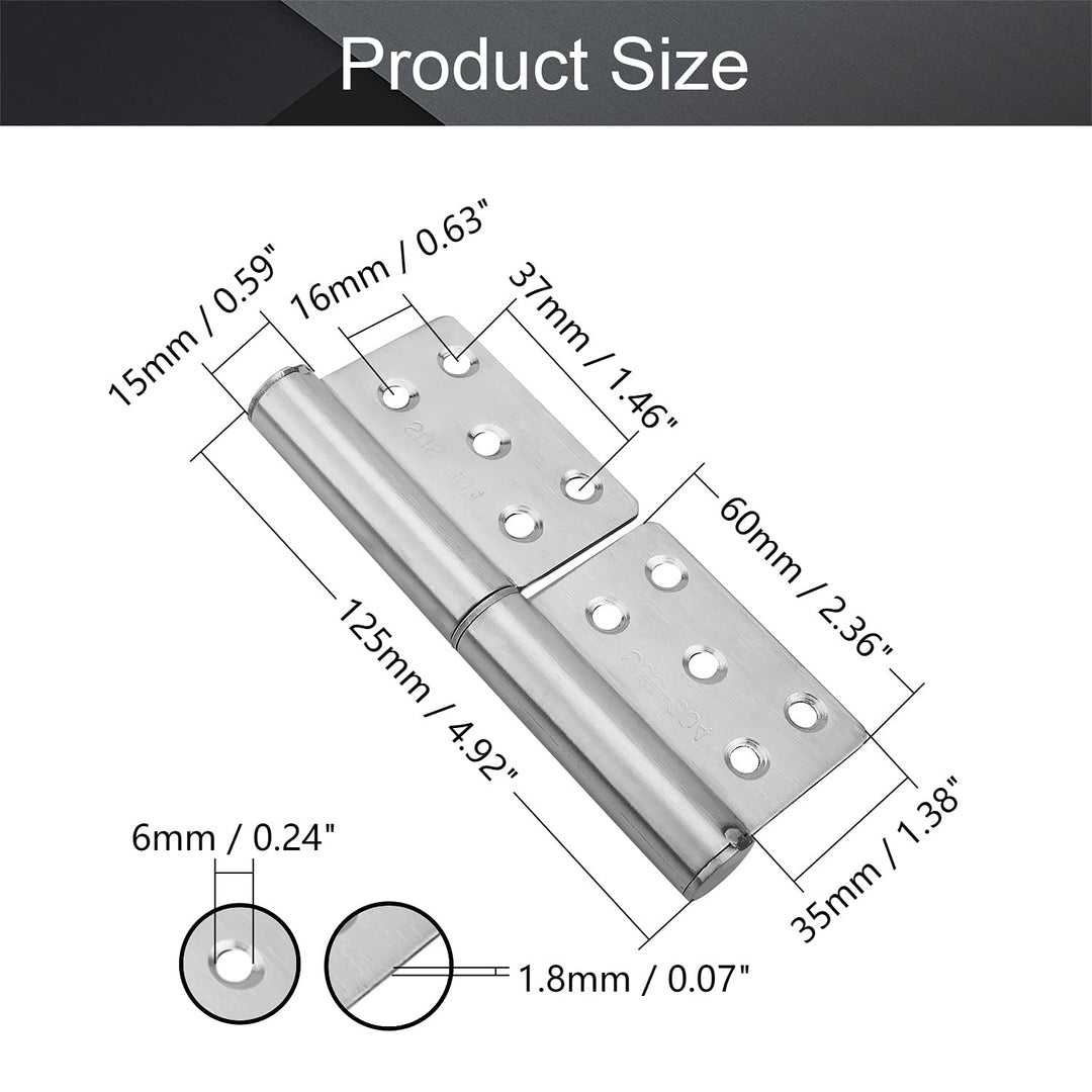 MroMax 4PCS Lift Off Hinge 4.92 x 1.38 x 0.07 Stainless