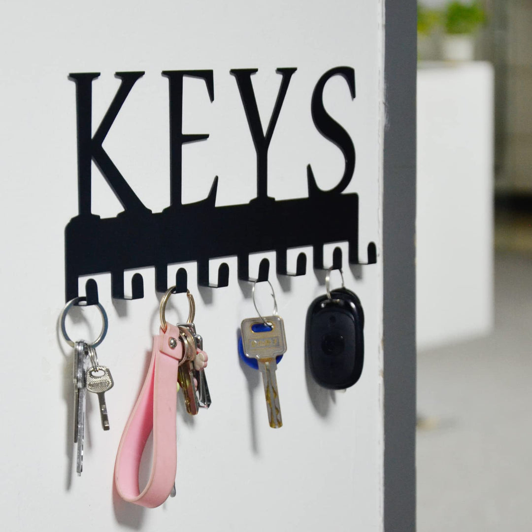 Metal Key Hanger Wall Mount, Key Holder Wall Mounted Key Hooks Organizer Key Hanger Rack Wall Mounted for Home, Entryway, Hallway, Office, Matte Black,11.4&#39;&#39;4.9&#39;&#39;0.6&#39;&#39;