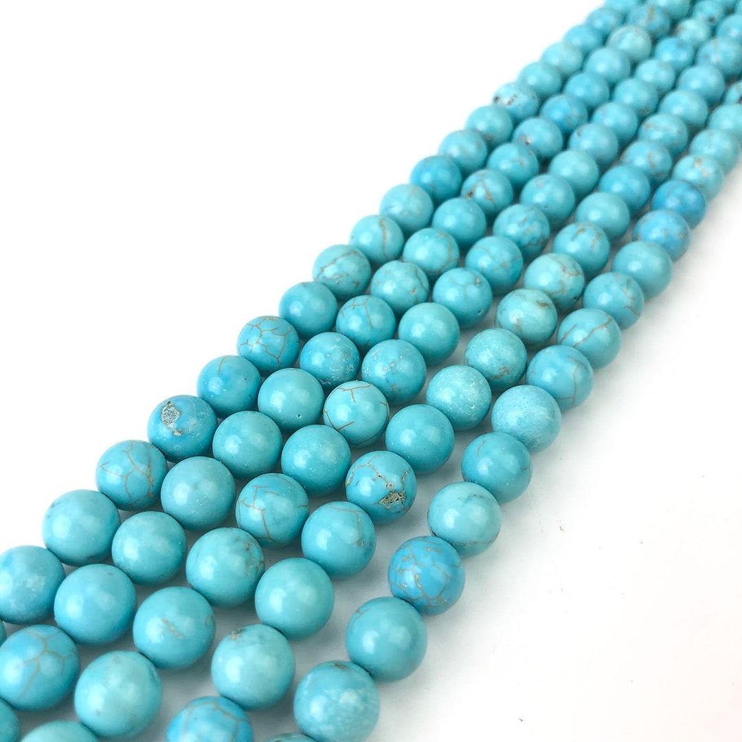 8mm Blue Turquoise Beads Round Gemstone Loose Beads for Jewelry Making (45-48pcs/strand)