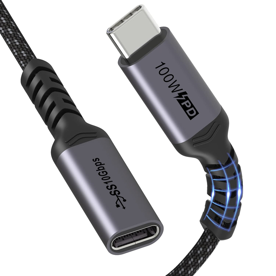 USB C Extension Cable,USB 3.1 Type C Male to Female 10Gbps Coaxial Extension Fast Charging Cable Ultra Thin and Soft Compatible MacBook Pro,iPad Pro,Dell XPS MS Surface Book(6.6FT/2M)