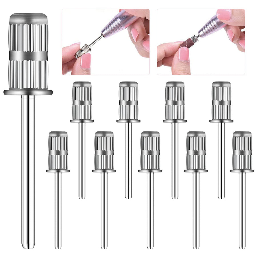 10 Pieces nail drill heads nail drill bits sanding band shaft 3/32 inch nail drill bits mandrels for electric file nail sanders manicure pedicures home salon & spa