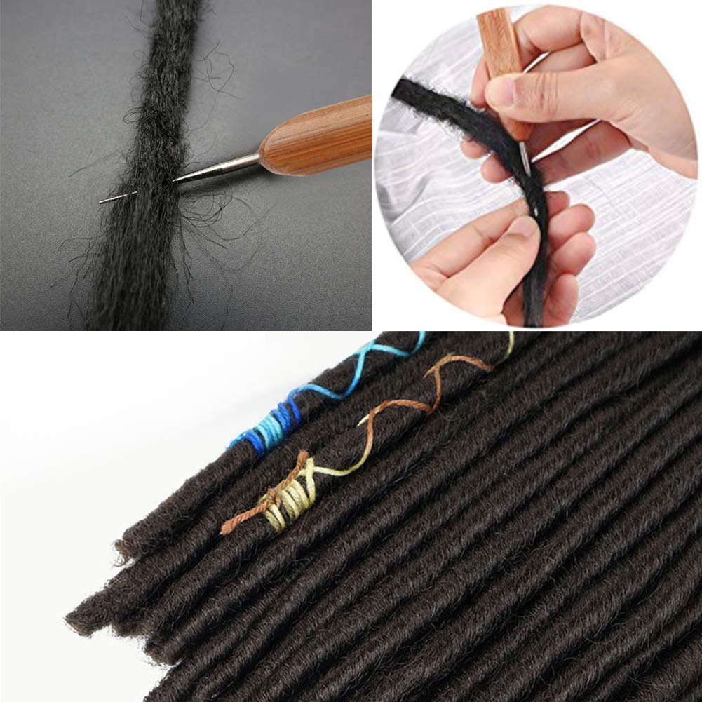 8PCS Dreadlock Crochet Hooks for Hair, Dreadlocks Crochet Needles(0.5mm+0.7mm) with Wood Beads, Dreadlock Needle Tools for Braid Craft, Dreadlock Accessories for Braiding Hair