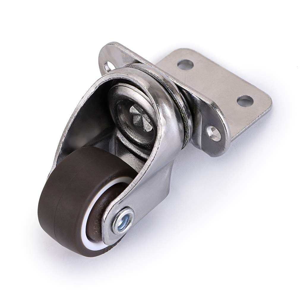 4 Pcs 1 Inch Side Mounting Casters, TPE Swivel Plated Caster Wheels, L- Shaped Mute Wheel, Replacement for Baby Bed, Carts Trolley, Kitchen Cabinet, Furniture, Table, Loading Capacity 100 Lbs