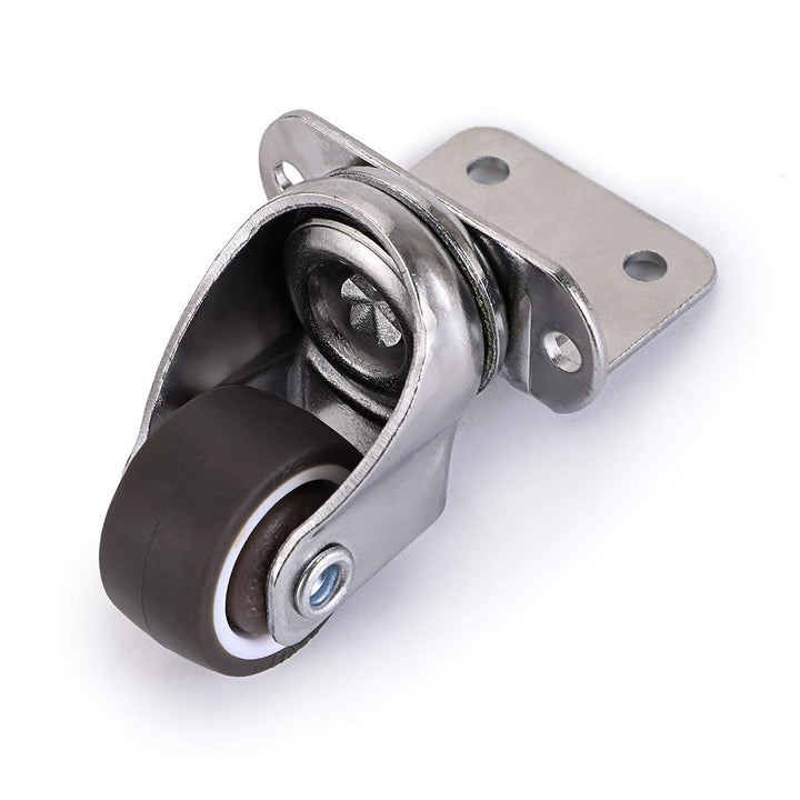 4 Pcs 1 Inch Side Mounting Casters, TPE Swivel Plated Caster Wheels, L- Shaped Mute Wheel, Replacement for Baby Bed, Carts Trolley, Kitchen Cabinet, Furniture, Table, Loading Capacity 100 Lbs