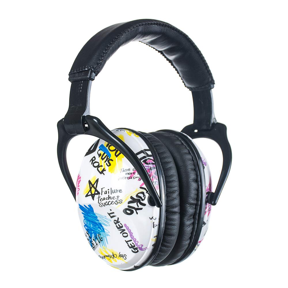 Kids Ear Protection Safety Ear Muffs, NRR 25dB Noise Reduction Children Earmuffs, Hearing Protectors for Sleeping, Studying, Airplane, Concerts, Fireworks - Graffiti with Black Band
