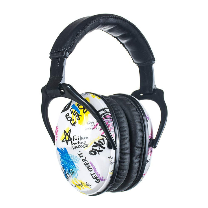 Kids Ear Protection Safety Ear Muffs, NRR 25dB Noise Reduction Children Earmuffs, Hearing Protectors for Sleeping, Studying, Airplane, Concerts, Fireworks - Graffiti with Black Band