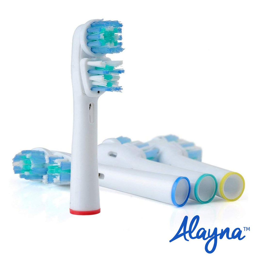 Replacement Brush Heads Compatible with OralB Braun- Best Double Clean, Pack of 4 Electric Toothbrush Replacement Heads- for Oral B Pro, 1000, 8000, 9000, Adults, Kids, Vitality, Dual Plus!