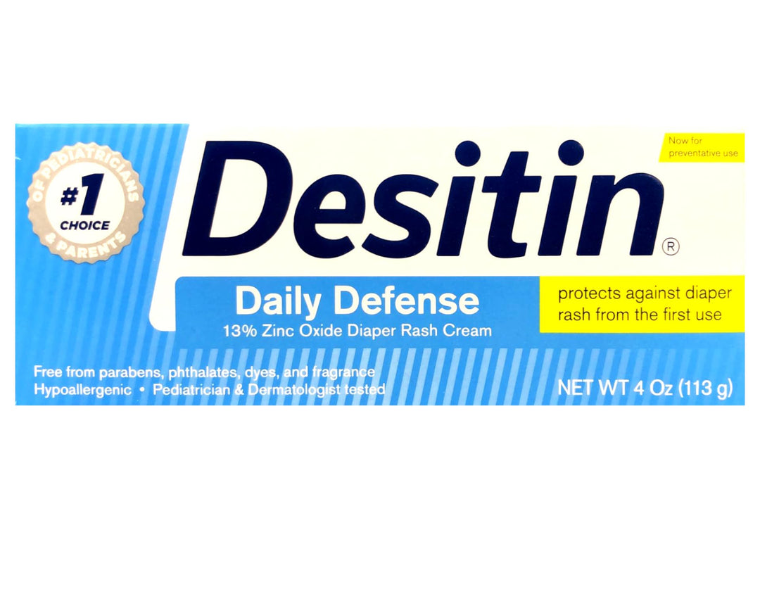 Desitin Daily Defense Baby Cream with Zinc Oxide to Treat, Relieve & Prevent Diaper Rash, Hypoallergenic, Dye, Phthalate & Paraben-Free, 4 Oz