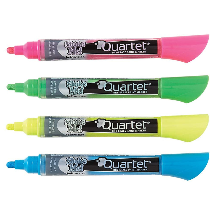 Dry Erase Markers, Glass Whiteboard Markers, Bullet Tip, White Board Dry Erase Pens for Teachers, Home School & Office Supplies, Assorted Neon Colors, 4 Pack (79551)