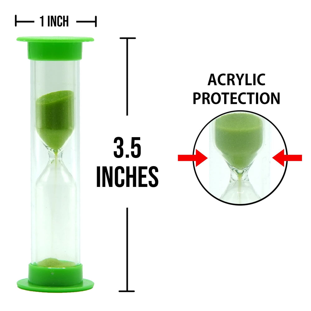 Sand Timer for Kids Set of 3 Small Colorful Hourglass Acrylic Covered Clock 1Min 2Min 5Min for Classroom, Home & Kids Room