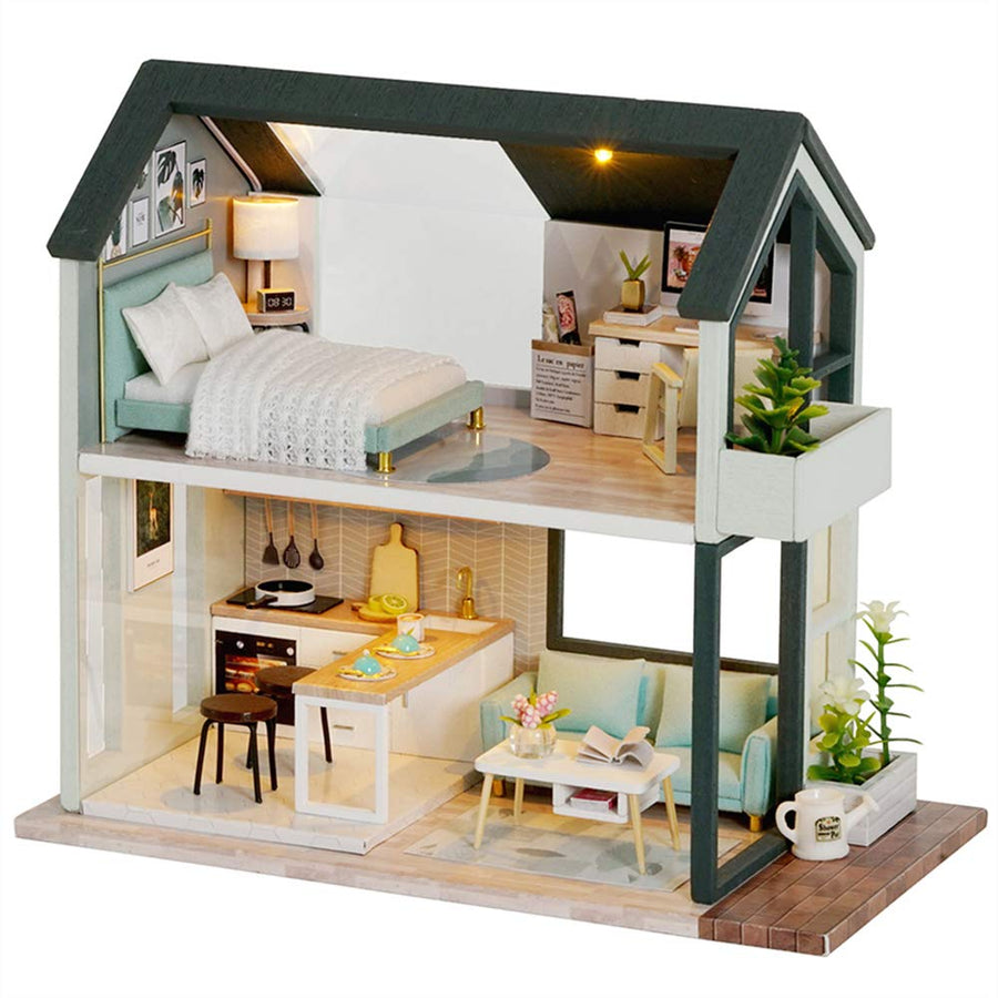 DIY Miniature Dollhouse Kit with Furniture, Mini House Kit with Dust Cover Tiny House Miniature Kit 1:36 Scale