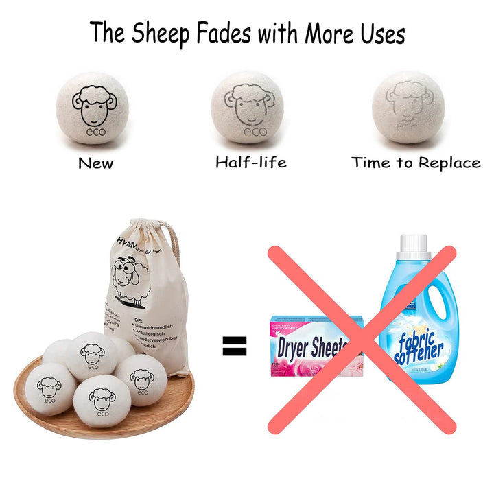 Wool Dryer Balls Reusable Natural Fabric Softeners and 