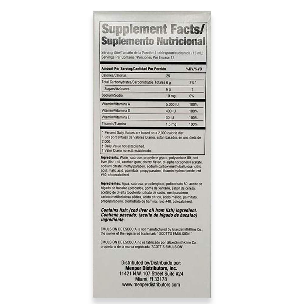 Emulsion De Escocia Cherry 6.5 Oz. Cod Liver Oil