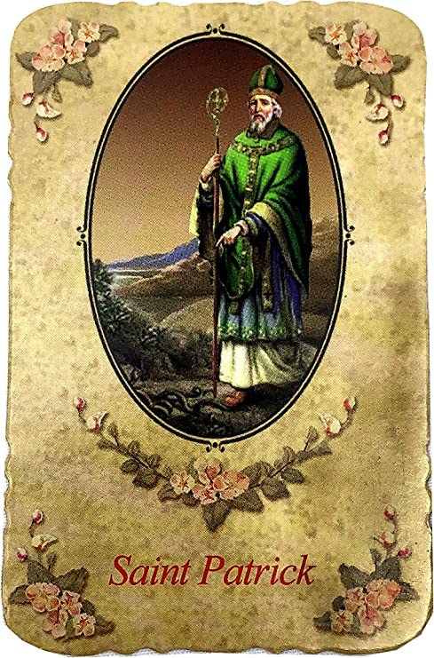 Catholic St Patrick Green Glass Marble Bead Rosary Gift Set