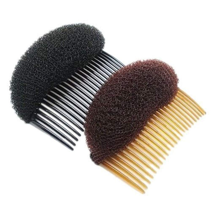 2PCS (1Black+1Brown) Bump Up Volume Hair Inserts Comb Hair Styling Tool Bumpits Bouffant Donut Bun Maker Hair Accessories