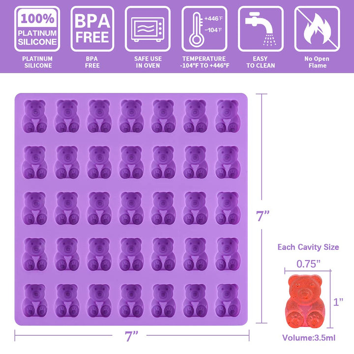 Candy Molds Silicone Gummy Bear Molds - 1 Inch Cute Bear Chocolate Molds Food Grade Silicone Molds 4 Pack