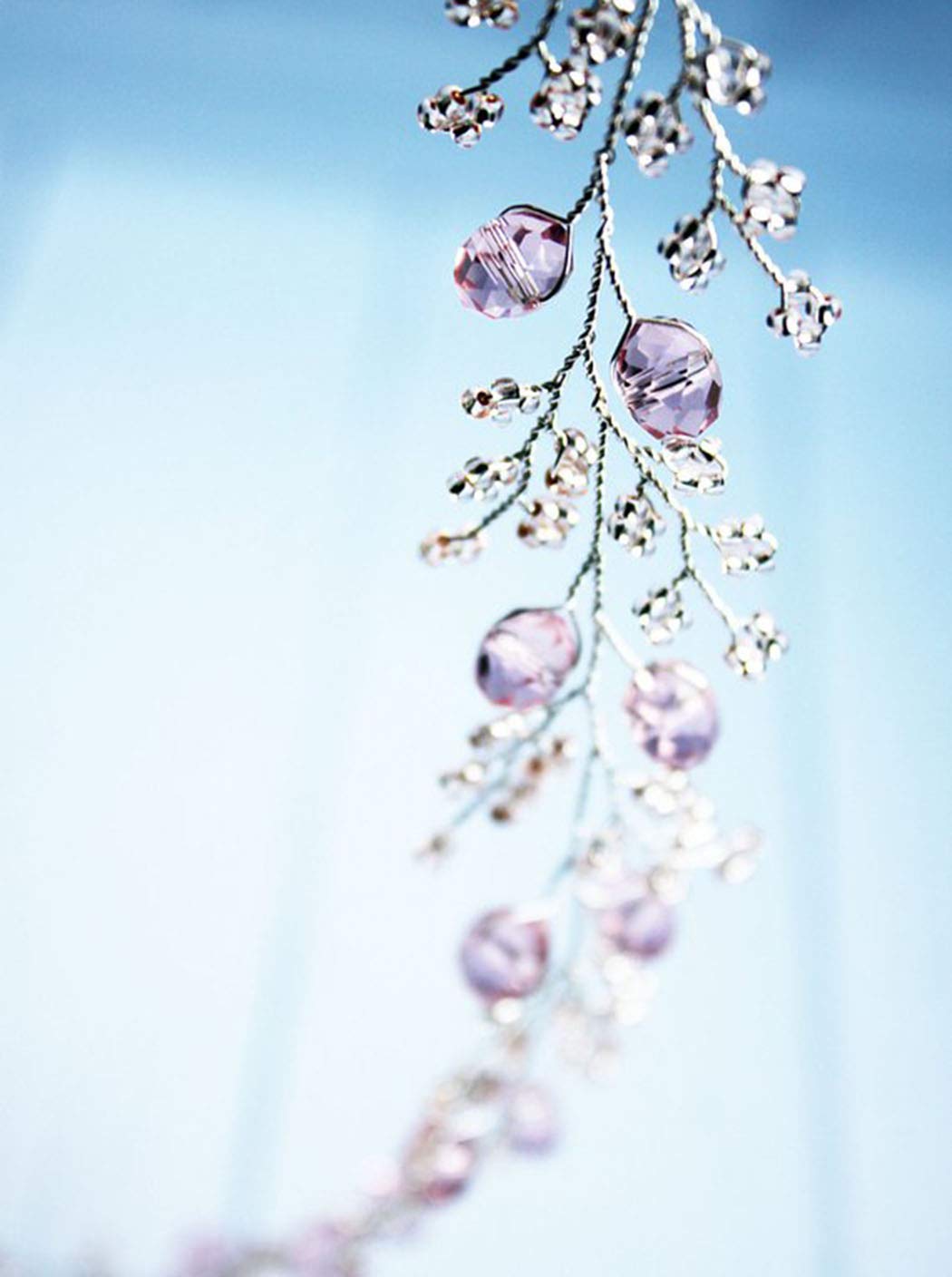 Bride Wedding Hair Vine Accessory Hair Piece Beaded Bridal Headpiece for Women and Girls (Purple)