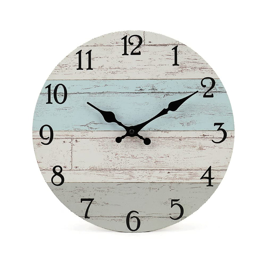Silent Non-Ticking Wooden Decorative Round Wall Clock Vintage Rustic Country Tuscan Style Wooden Home Decor Round Wall Clock (10 Inch)