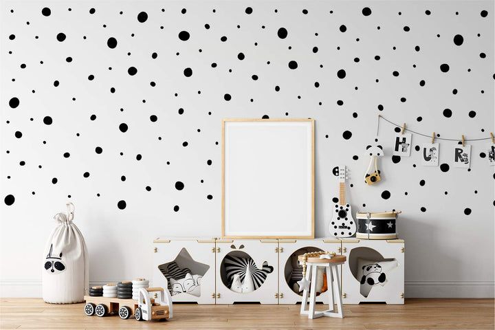 | Hand Drawn Blobs &amp; Dots Dalmatian Irregular Shape Home Nursery Decoration Polka Dot Removable Wall Art Vinyl Decal Stickers | (Pack of 152) (Black)
