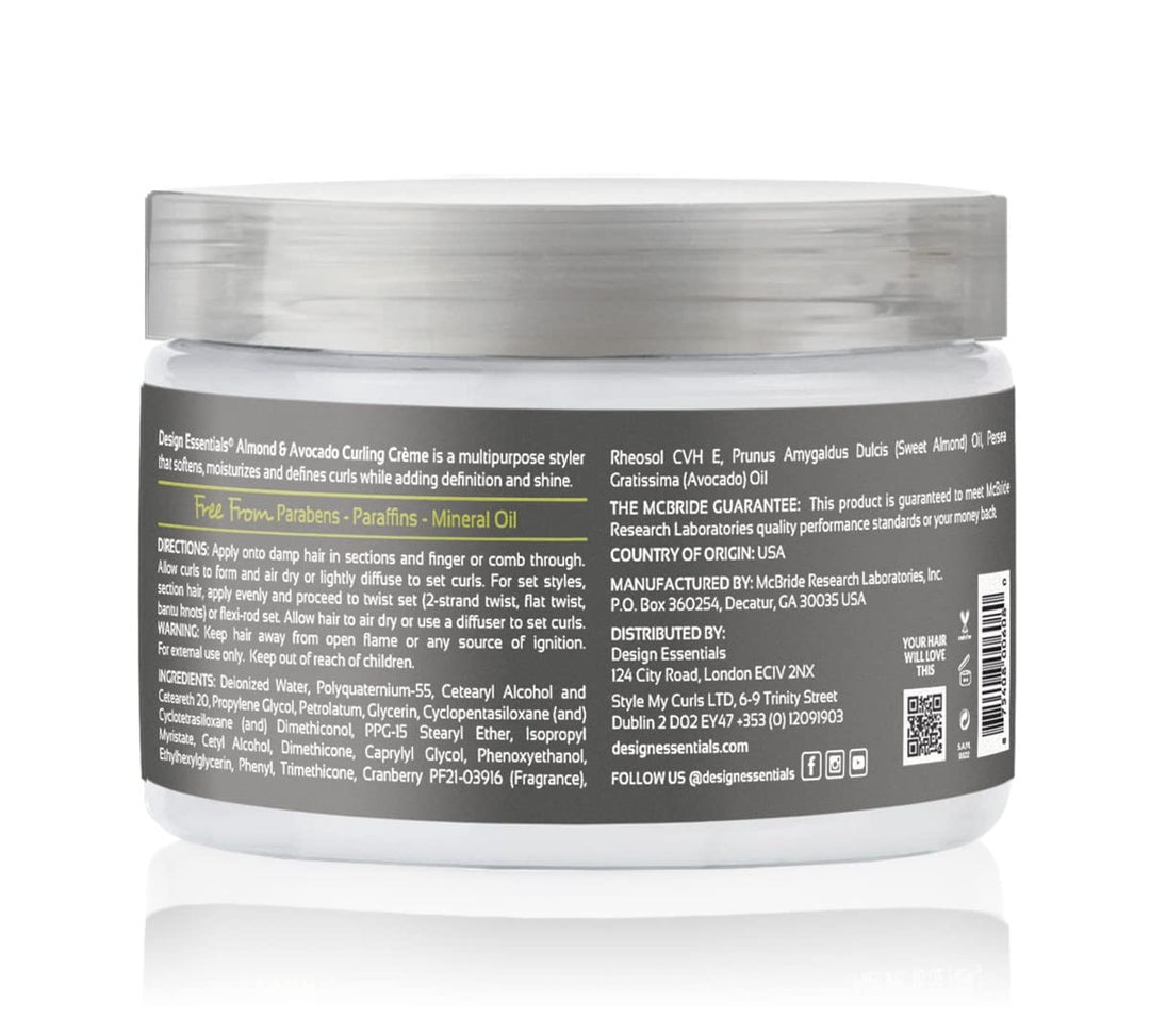 DESIGN ESSENTIALS Natural Almond &amp; Avocado Curling Creme, 12 Ounce