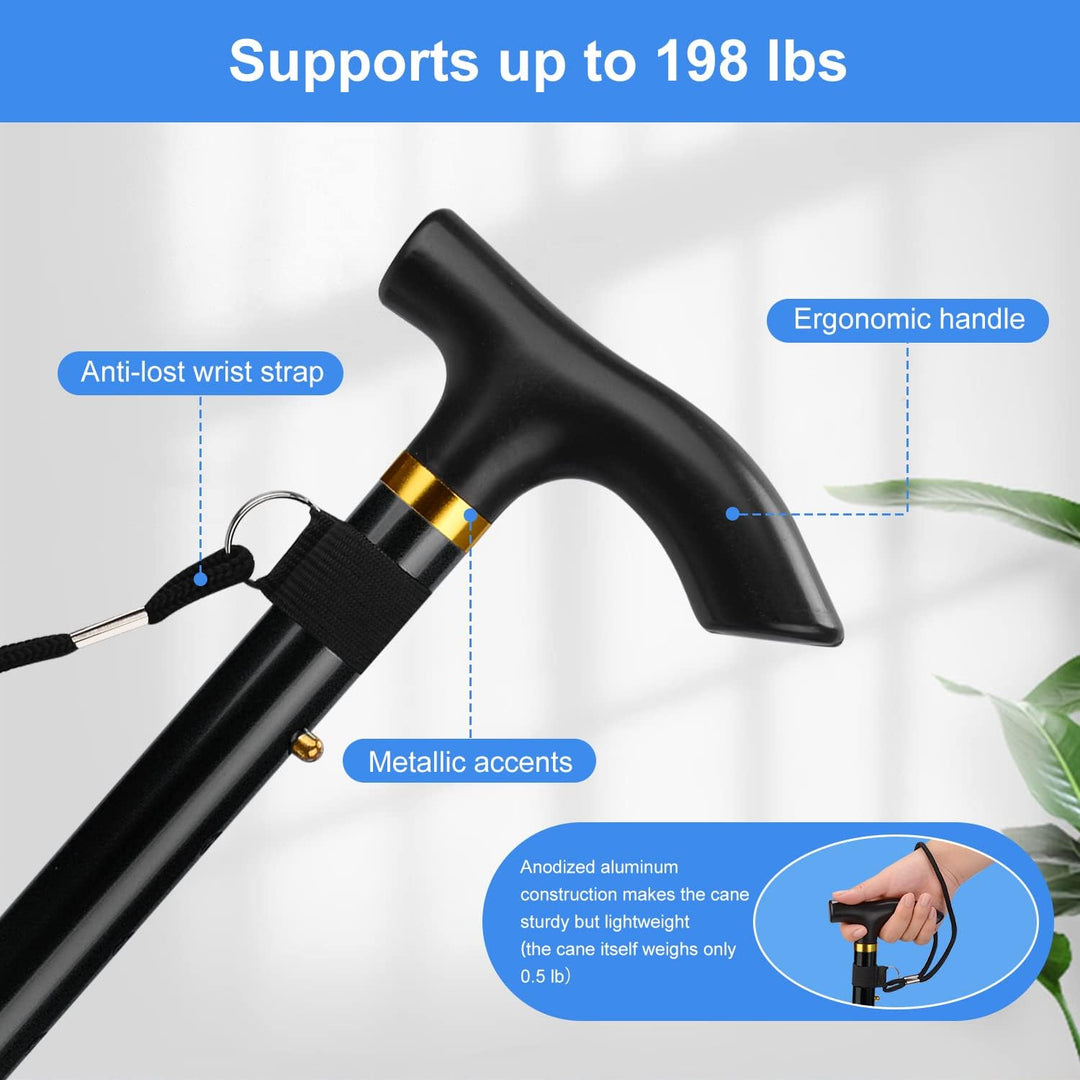 supregear Folding Cane, 5-Level Adjustable Height Walki