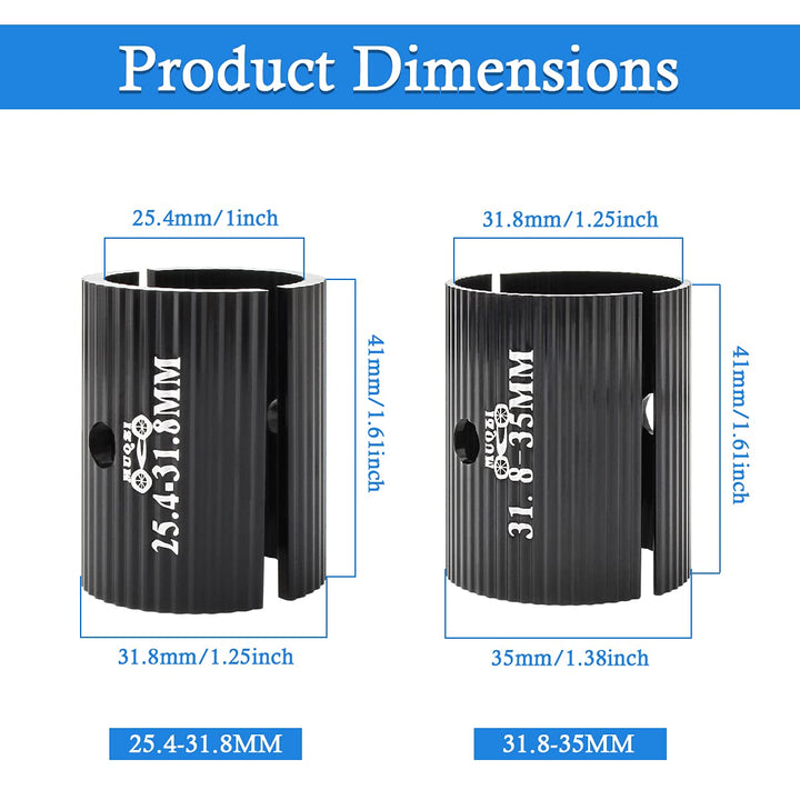 Bike Handlebar Shim, Aluminum Alloy Bicycle Handle Bar Spacer Sheet clamp 25.4 to 31.8mm Conversion Shims Adapter for MTB Cycling, Black