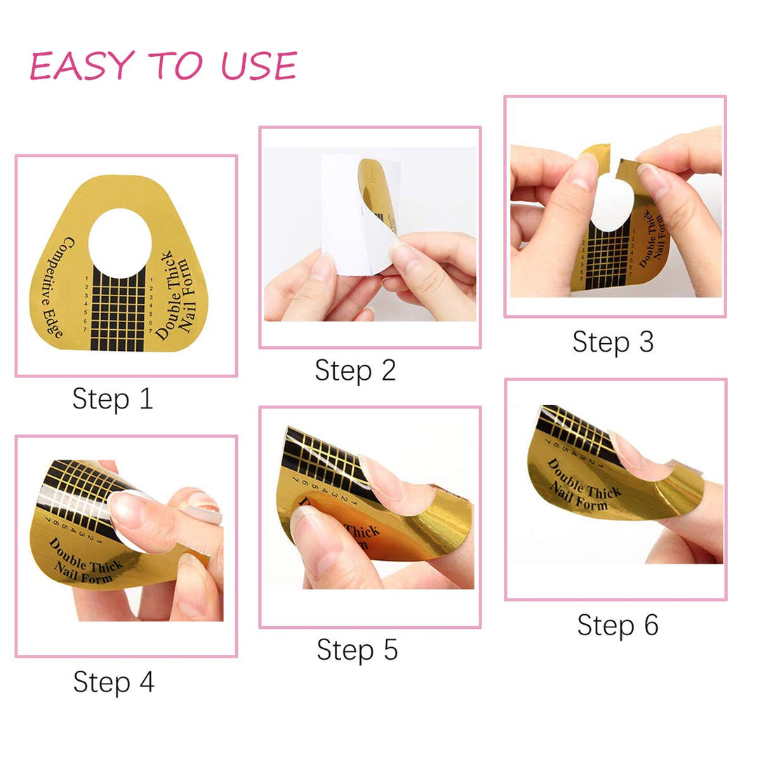 200 Pcs Long Nail Forms for Acrylic Nails, Thick Nail Art Tips Extension Forms, Durable Acrylic Nail Paper Forms for Gel Nail, Nail Former Stickers with Numbers Marked