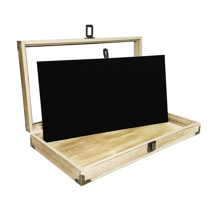 MOOCA Wooden Tempered Glass Jewelry Display Case with R