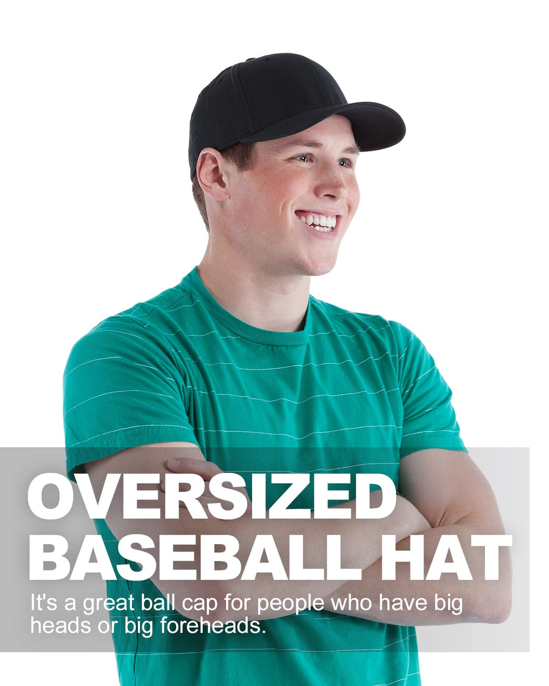 XXL Oversized Ball Cap,Large High Crown Dad Cap for Big Heads,Structured Baseball Hats Adjustable 23.5-25.2 Black