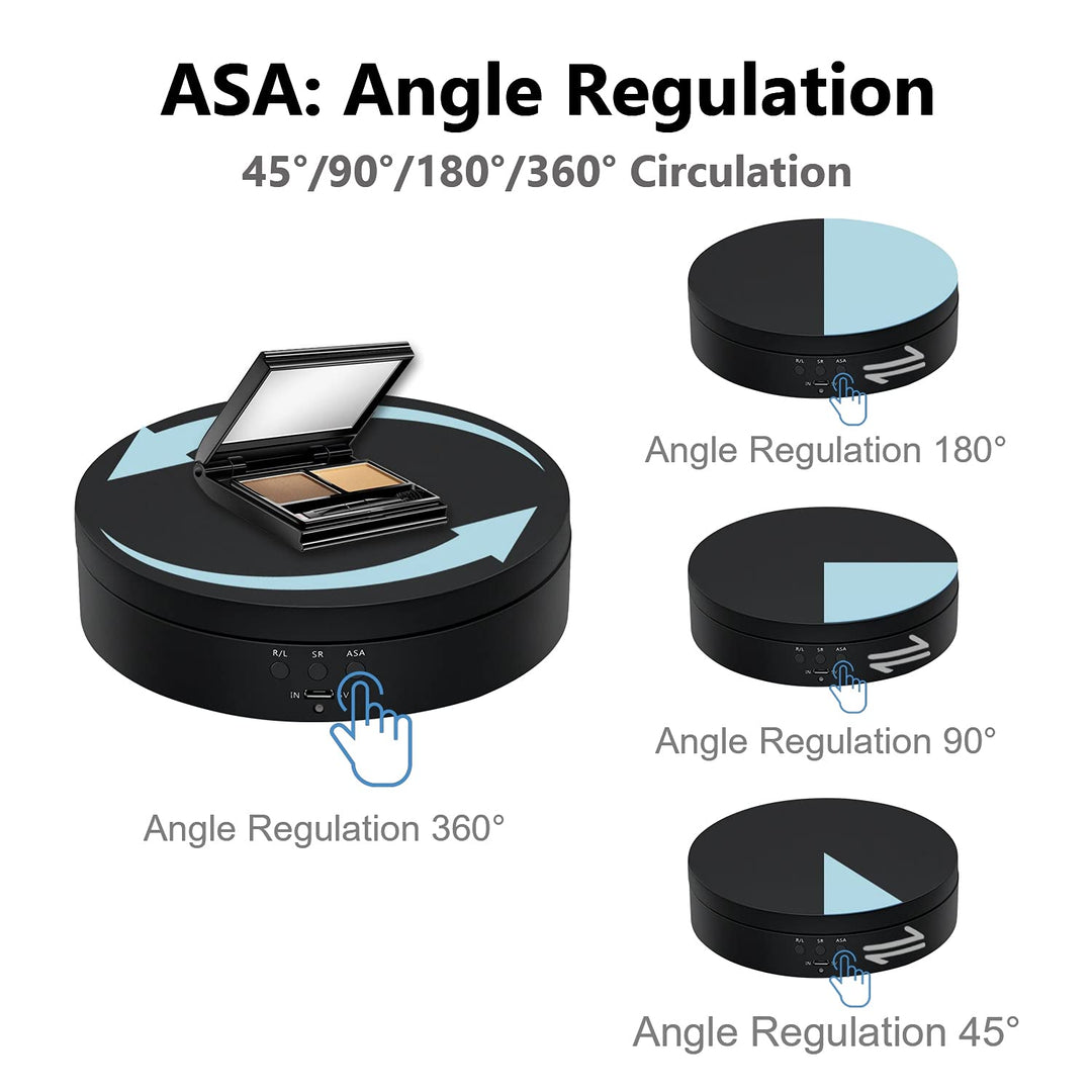 360 Degree Rotating Display Stand, 5.4 Inch Motorized Spinning Platform, Electric Lazy Susan, Turntable Table Base for Photography, Jewelry, Watch, Cup - Max Load 3kg, Black