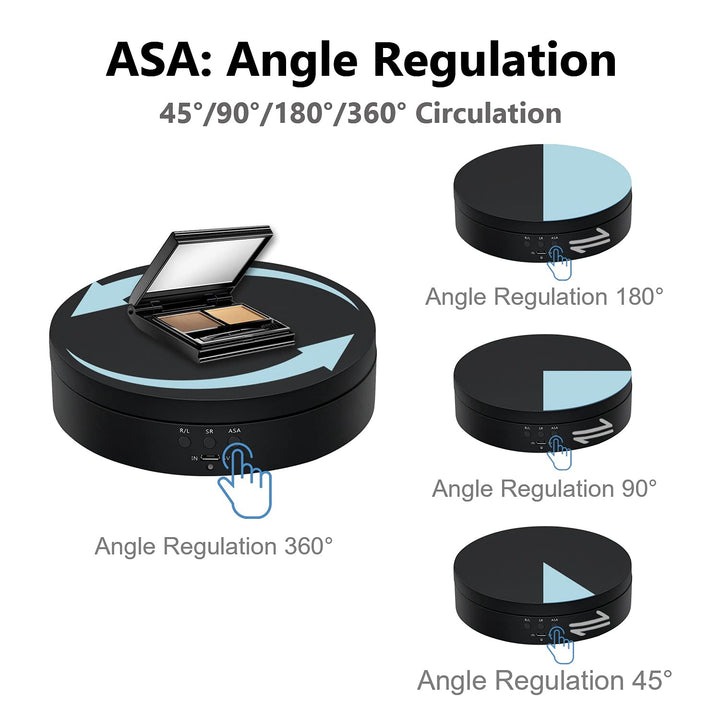 360 Degree Rotating Display Stand, 5.4 Inch Motorized Spinning Platform, Electric Lazy Susan, Turntable Table Base for Photography, Jewelry, Watch, Cup - Max Load 3kg, Black