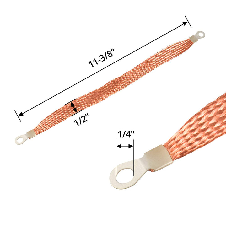 QWORK 11.4 Universal Automotive Heavy Duty Engine Braided Copper Ground Strap 3 PCS