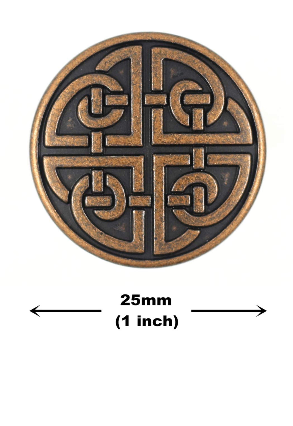 Bezelry 10 Pieces Celtic Shield Knot Metal Shank Buttons. 25mm (1 inch) (Antique Copper)