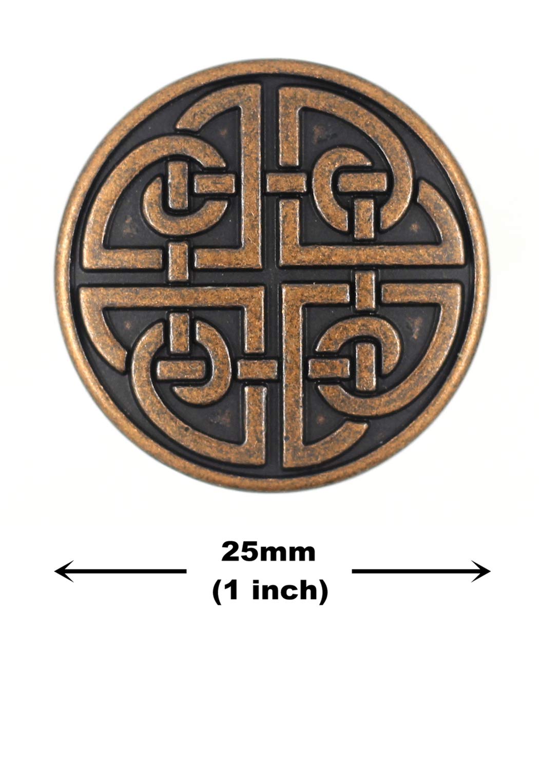 Bezelry 10 Pieces Celtic Shield Knot Metal Shank Buttons. 25mm (1 inch) (Antique Copper)