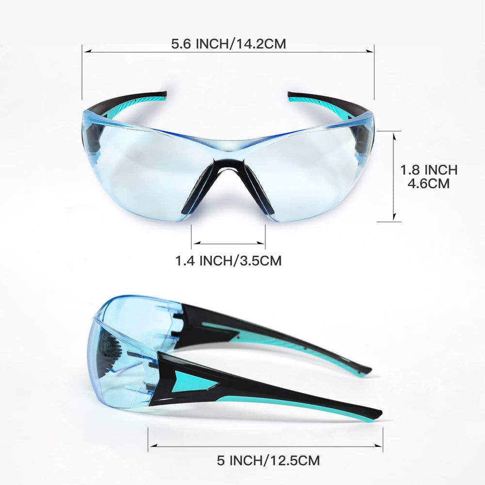 Safety Glasses,ANSI Z87,Anti Fog Impact Resistant Wear Resistant Lens,UV Protection,Non-Slip Temples,Eye Protection,Safety glasses for Shooting Range, Cycling, Lab, Construction(Blue)