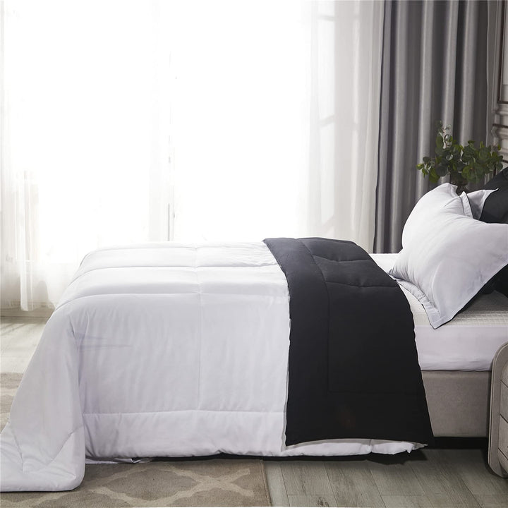 Black White Comforter Set Queen Lightweight Bedding Comforters Sets Down Alternative Reversible Comforter Sets Queen Size Bed Duvet Insert - (Full/Queen,All Season,bedroom)