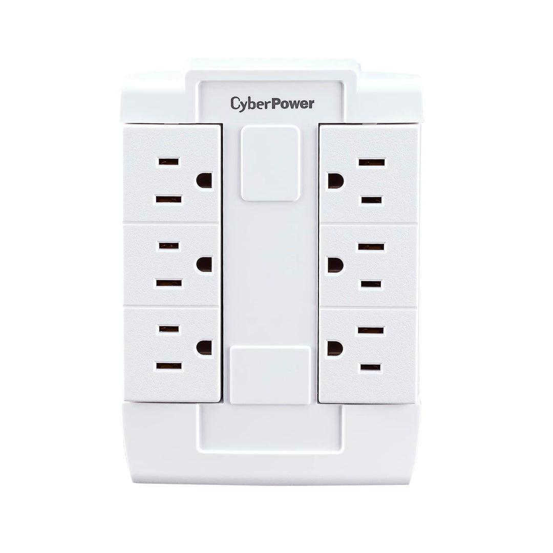 CyberPower GT600P 6 Outlet Swivel Grounded Wall Tap, Wh