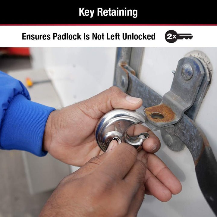 40D Stainless Steel Discus Padlock with Key,Silver