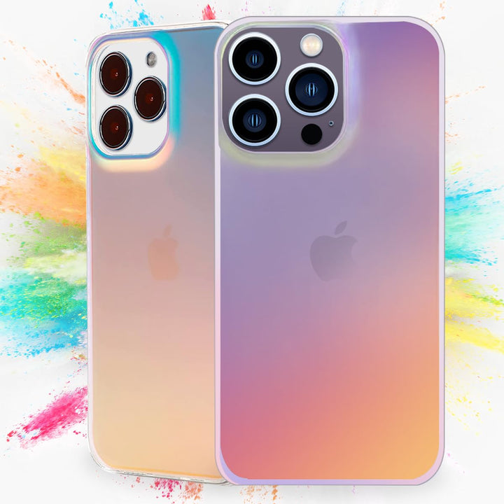 Holographic Iridescent Phone case for iPhone 14 Pro Max, [10FT Drop Protection] Translucent Matte Hard PC Back with Soft Silicone Edge Slim Protective for iPhone 14 Pro Max Case 6.7