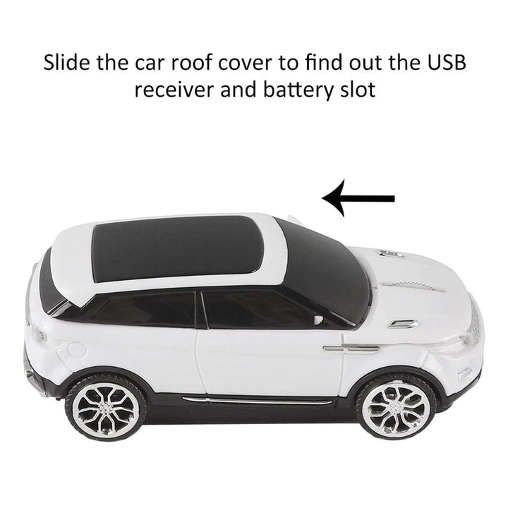 Cool SUV Car Shaped Wireless Mouse 1600 DPI Optical Cordless Mice with USB Receiver for Office School Travel for PC Computer Laptop Gift (White-1 Pack)