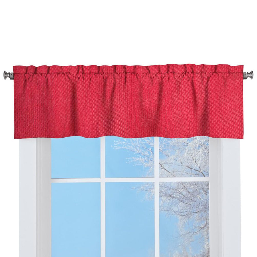- 00200-V-00148 RED Ribcord Window Curtain Tailored Valance, 54 x 12, Red