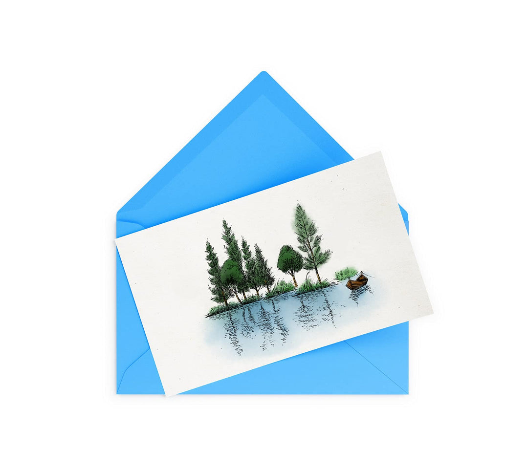 Lake River Scenery Trees Boat Clear Stamps for Card Making and Scrapbooking Card Making Words Transparent Stamps Silicone Stamps Photo Album Decor