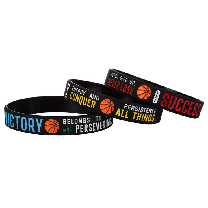Basketball Silicone Motivational Wristbands, Rubber Inspirational Quote Bracelets - Power of Faith for Men Women Sports Birthday Party Cheer Gifts Supplies Favors (3-Pack)