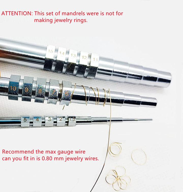 MMoon-L&amp;F Wire Looping Wrapping Step Mandel Steel Round Bead Working Loop Jump Ring Metal Jewelry Forming Tool with 3pcs and 15 Sizes