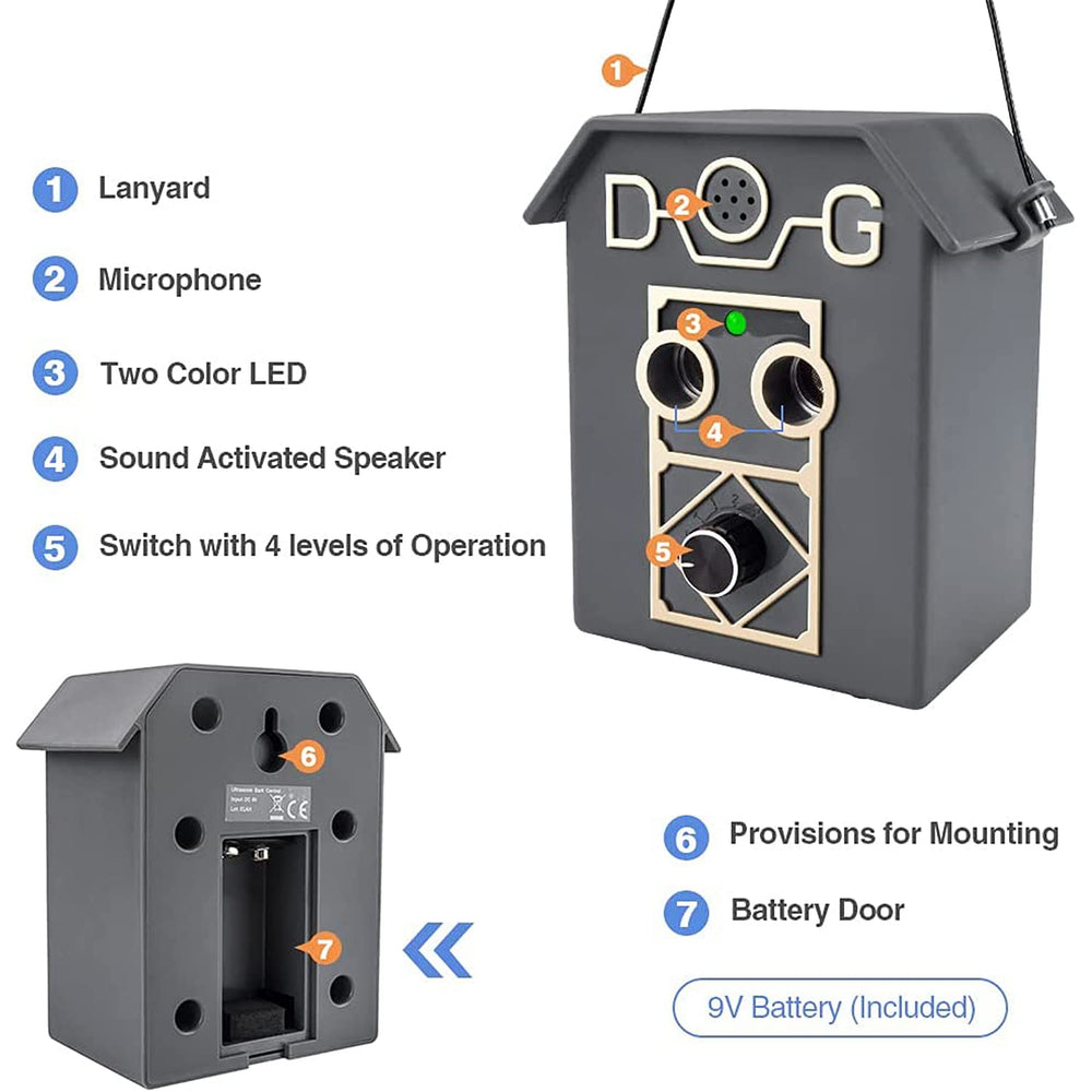 Sumao Anti Dog Bark Deterrent 50Ft Automatically Waterproof with 4 Adjustable Modes 2 Ultrasonic Speaker, Stop Barking Control Devices Anti Barking Device Dog Training Tool for Small/Medium/Large Dogs