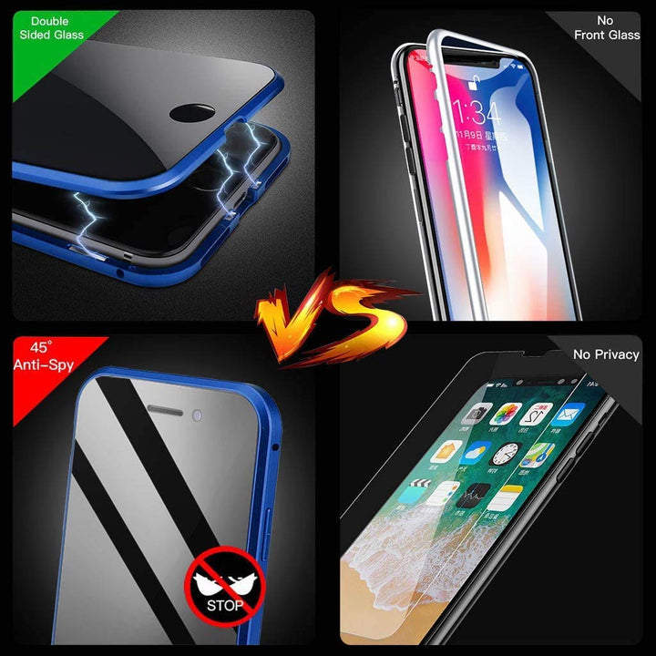 ACCREW Privacy Magnetic Case Compatible with iPhone 12 Pro Max, Anti Peep Magnetic Adsorption Privacy Screen Protector Double Sided Tempered Glass Metal Bumper Frame Anti Peeping Anti-Spy Phone Case
