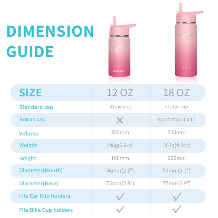Insulated Vacuum Water Bottle for Kids with Straw Lid Stainless Steel Flask Thermos for Boys and Girls Leak Proof Lightweight Eco Friendly 18oz(550ml),Sweat Peach