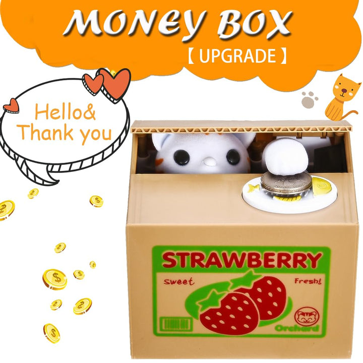 Cat Stealing Money Bank, Piggy Bank for Kids, Coin Bank for Money Saving, Automatic Stealing Money with English Speaking, Creative Gift